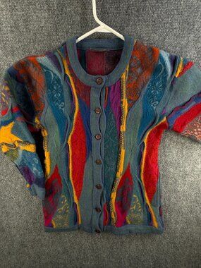 COOGI Australia Women Pure New Wool Xs/small Sweater Intricate Cardigan Colorful